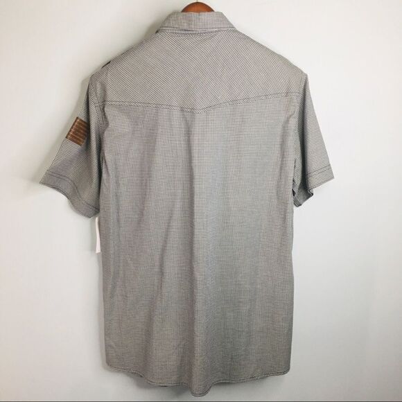 Rocawear Button Down Shirt Leather America Flag Micro Plaid Blue Green XL 2011 - Picture 7 of 13